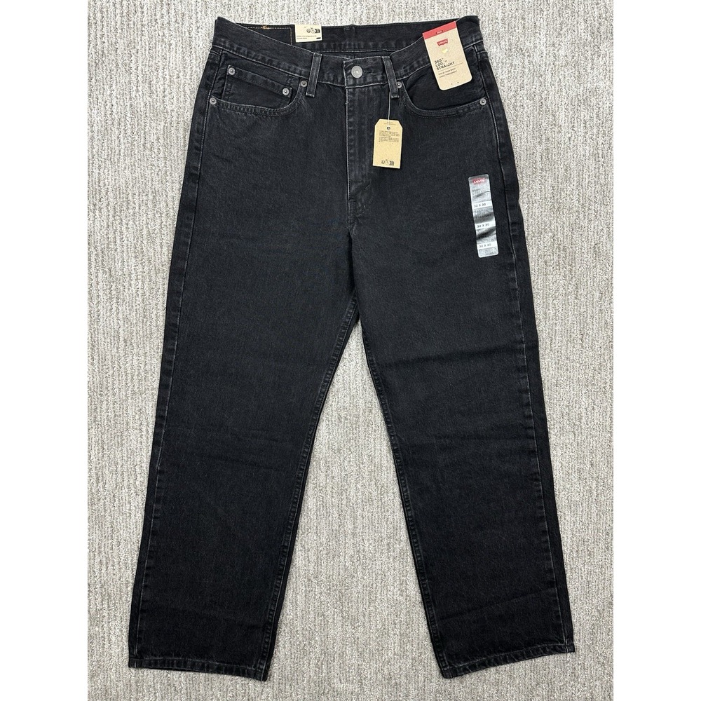 Levi's 565 Loose Straight Jeans Men 32x30 Black Baggy 100% Cotton Denim NWT